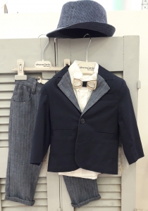 Bαπτιστικά ρούχα για αγόρι κοστουμι με σακκάκι  χειμωνιάτικο με  Μάκης Τσέλιος Makis Tselios μπλέ γκρί τιμη προσφοράς
