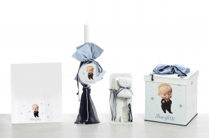 σετ βάπτισης αγόρι ξύλινος κύβος Baby Boss