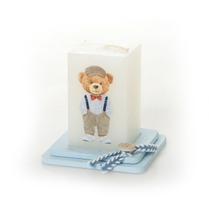 Μπομπονιέρα βάπτισης κερί βαση royal polo bear αρκουδάκι