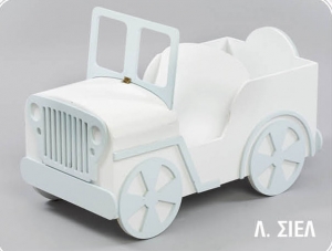 Σέτ βαπτισης αγόρι ξύλινη κούτα jeep τζιπ αυτοκίνητο λευκό σιέλ