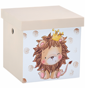 κουτι βαπτισης ξύλινο κύβος λιοντάρι