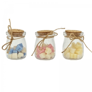 Μπομπονιέρα βάπτισης γυάλινο βαζάκι ΜΕ WAX MELTS ΚΑΡΔΙΑ
