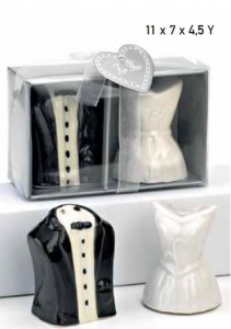 μπομπονιερα γαμου κεραμικό αλατοπίπερο γαμπρός νύφη