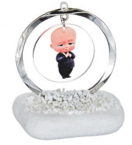 Μπομπονιέρα βάπτισης βότσαλο πλέξιγλας baby boss αρχηγός απο κούνια