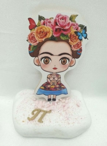 Μπομπονιερα βαπτισης για κοριτσι  βοτσαλο frida kahlo φρίντα κάλο