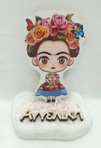 Μπομπονιερα βαπτισης για κοριτσι  βοτσαλο frida kahlo φρίντα κάλο
