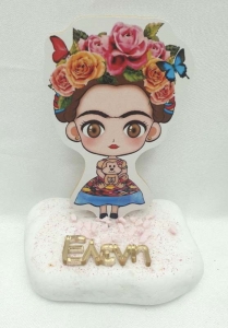 Μπομπονιερα βαπτισης για κοριτσι  βοτσαλο frida kahlo φρίντα κάλο