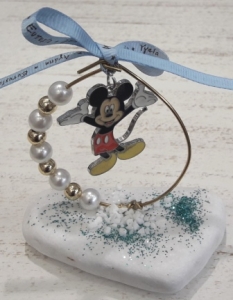 Μπομπονιέρα βάπτισης για αγόρι κορίτσι mickey μίκυ μεταλλική χρυσή ονειροπαγίδα  με πέρλες θέμα βάπτισης walt disney