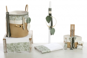 Σέτ βαπτισης αγόρι ψάθινο καλάθι green macrame dreams