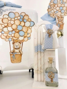 Σέτ βαπτισης αγόρι τρολευ balloon bear αρκουδάκι μπαλόνια