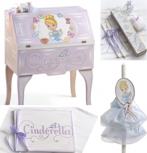 Σέτ βαπτισης για κορίτσι ξυλινο σεκρετέρ cinderella disney σταχτοπούτα