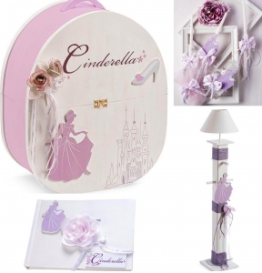 Σέτ βαπτισης για κορίτσι ξυλινη τσάντα cinderella disney σταχτοπούτα