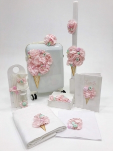 Σέτ βαπτισης κορίτσι Ελενα Μανάκου τρολεϋ Flower IceCream Παγωτό