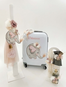 Σέτ βαπτισης κορίτσι Ελενα Μανάκου τρολεϋ Sweet Little Elephant Ελεφαντίνα