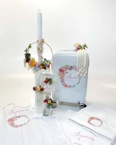 Σέτ βαπτισης κορίτσι Ελενα Μανάκου τρολεϋ Spring Flower Bouquet Λουλούδια της Ανοιξης