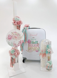 Σέτ βαπτισης κορίτσι Ελενα Μανάκου τρολεϋ Travel the pink sea θάλασσα