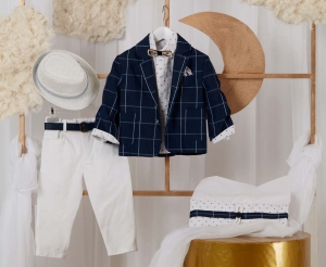 Bαπτιστικά ρούχα για αγόρι κοστουμι Guy Laroche μπλε λευκό