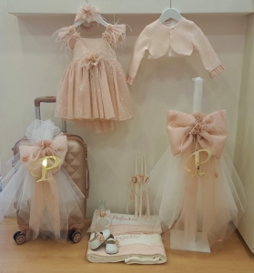 Βαπτιστικά ρούχα κορίτσι New Life τρόλεϋ φλοράλ