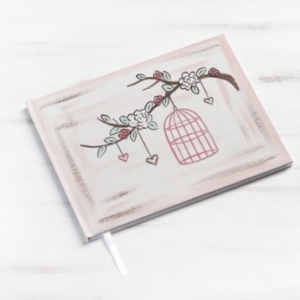 βιβλιο ευχων wishbook ευχολόγιο βαπτισης  για αγορι κοριτσι ζωγραφισμένο στο χέρι θεμα βαπτισης κλουβάκι πουλάκι