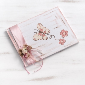 βιβλιο ευχων wishbook ευχολόγιο βαπτισης πεταλούδα  ζωγραφισμένο στο χέρι θεμα βαπτισης πεταλούδα