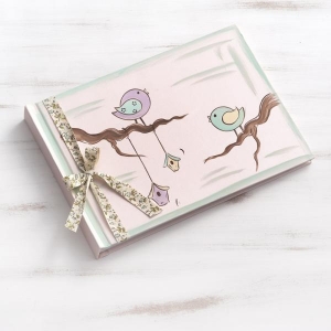 βιβλιο ευχων wishbook ευχολόγιο βαπτισης  για αγορι κοριτσι ζωγραφισμένο στο χέρι θεμα βαπτισης κλουβάκι πουλάκι