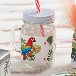 Μπομπονιέρα βαπτισης μπουκάλι γυάλινο κούπα παπαγάλος