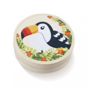 Μπομπονιερα βαπτισης κουτί ξύλινο toucan