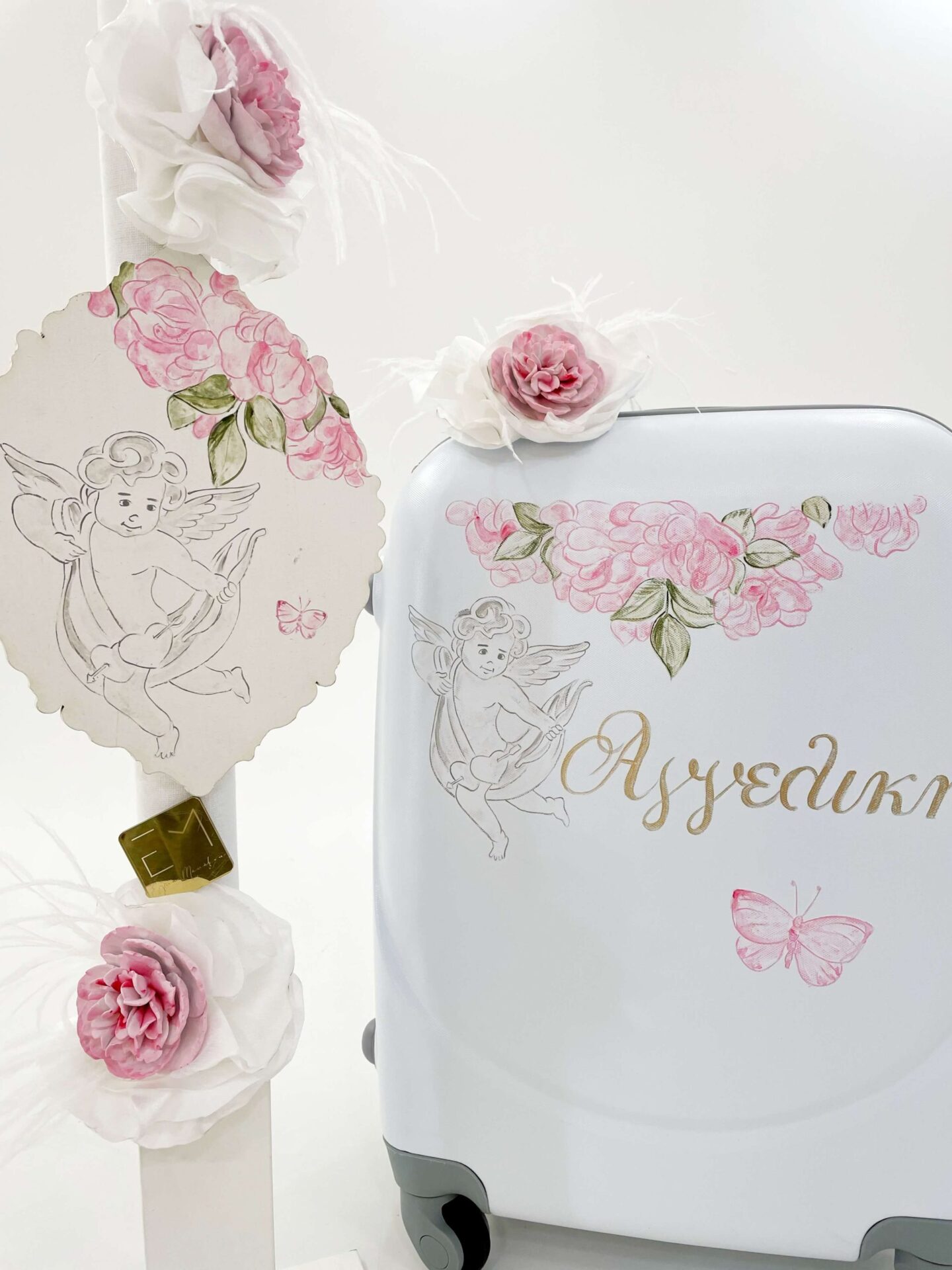 Σέτ βαπτισης κορίτσι Ελενα Μανάκου τρολεϋ Sweet Angel Αγγελάκι